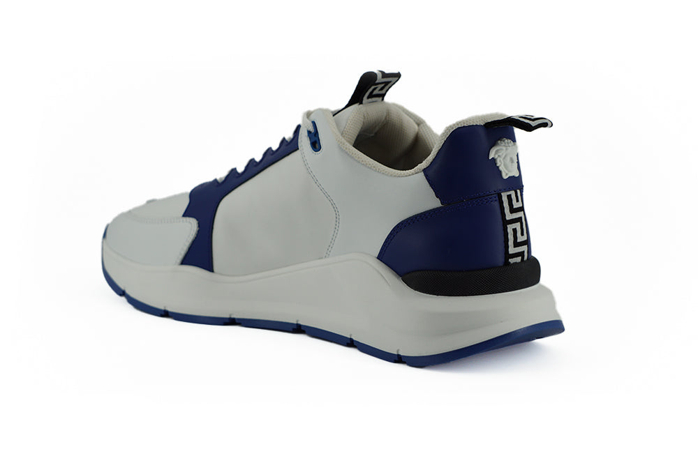 Versace Elegant Leather Sneakers in Blue and White