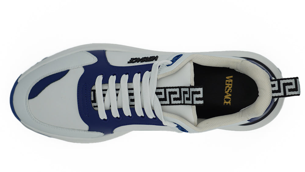 Versace Elegant Leather Sneakers in Blue and White