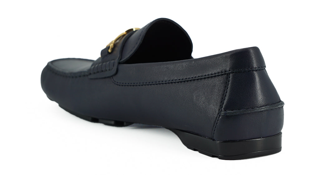 Versace Elegante marineblaue Loafers aus Kalbsleder