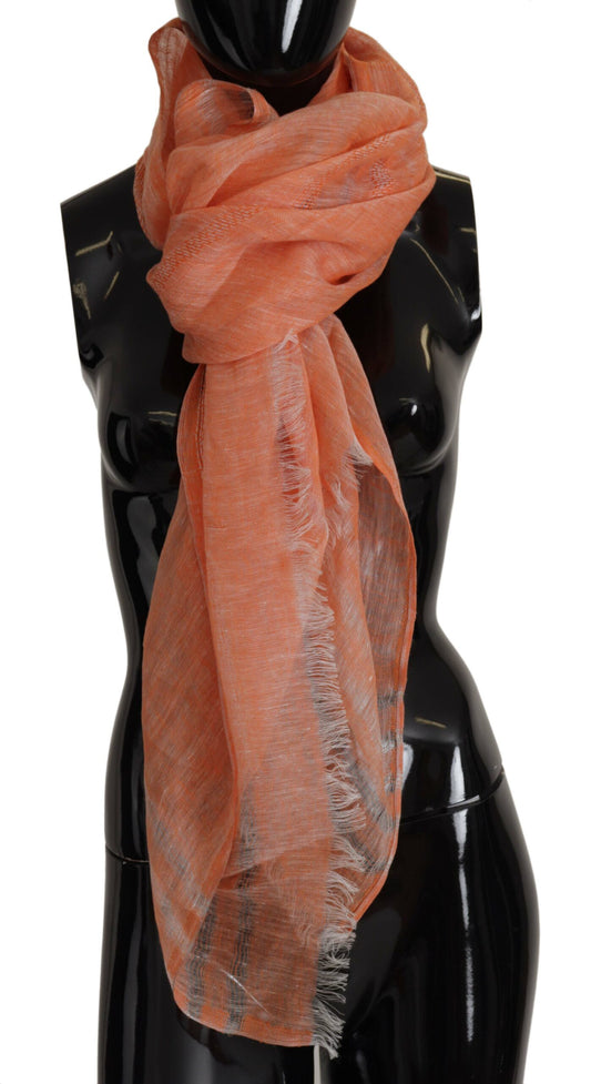 Malo Elegant Linen Scarf in Orange Wrap Scarf