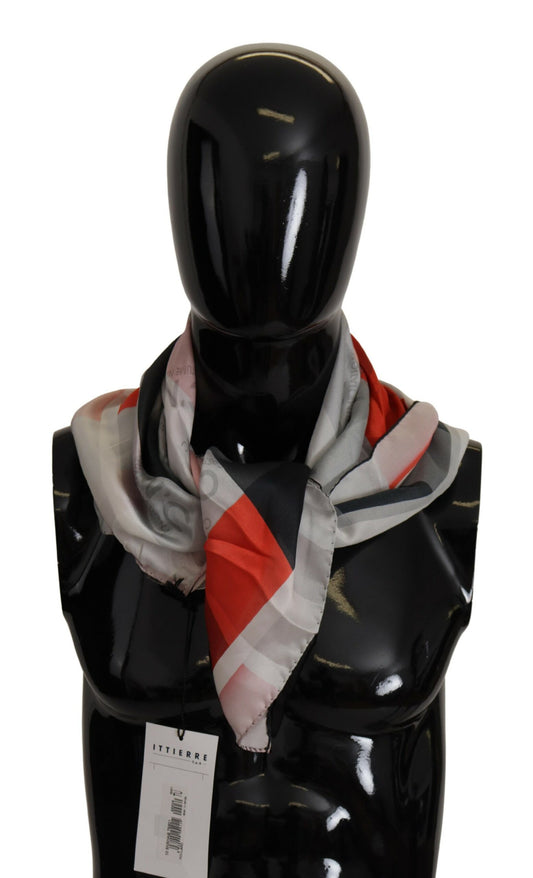 Costume National Elegant Silk Scarf in Grey Red Check