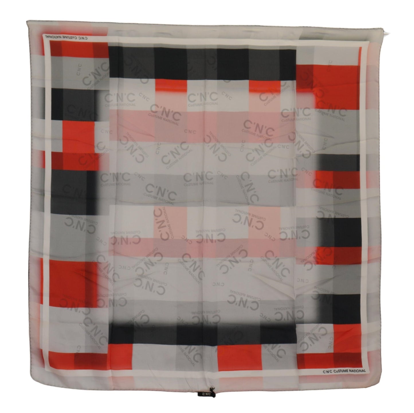 Costume National Elegant Silk Scarf in Grey Red Check