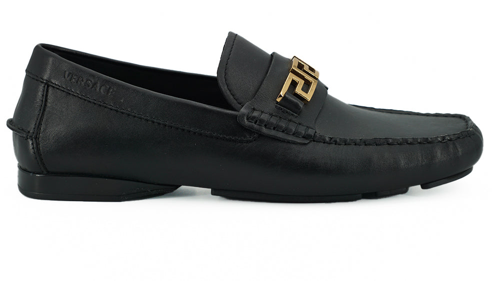 Versace Elegante Herren Loafers aus schwarzem Kalbsleder