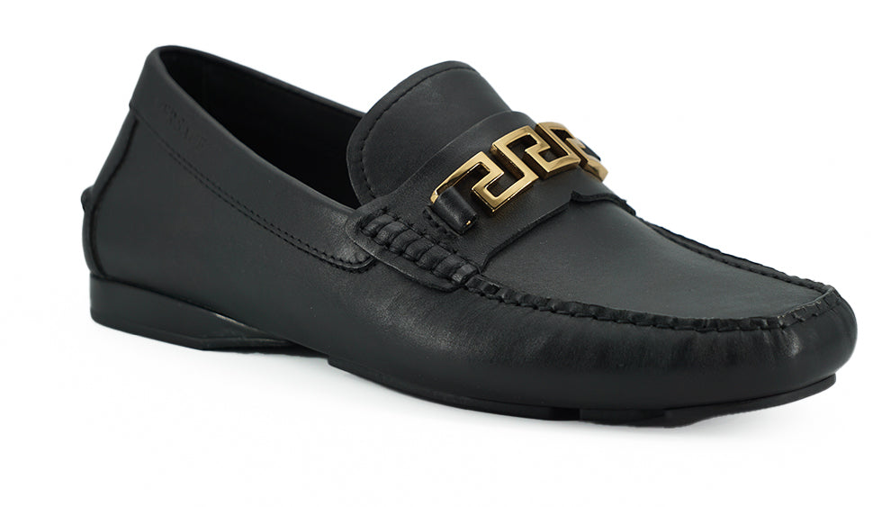 Versace Elegante Herren Loafers aus schwarzem Kalbsleder