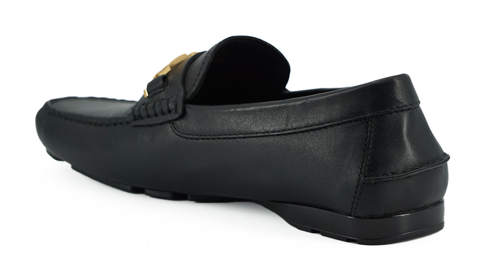 Versace Elegante Herren Loafers aus schwarzem Kalbsleder