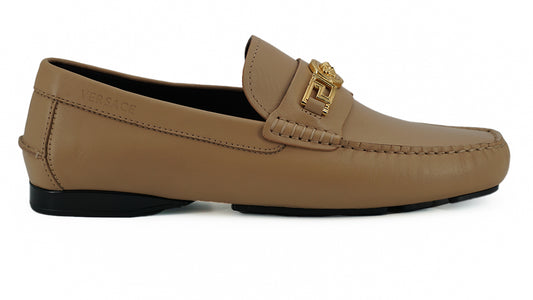 Versace Exquisite Medusa Loafers in gold-colored leather