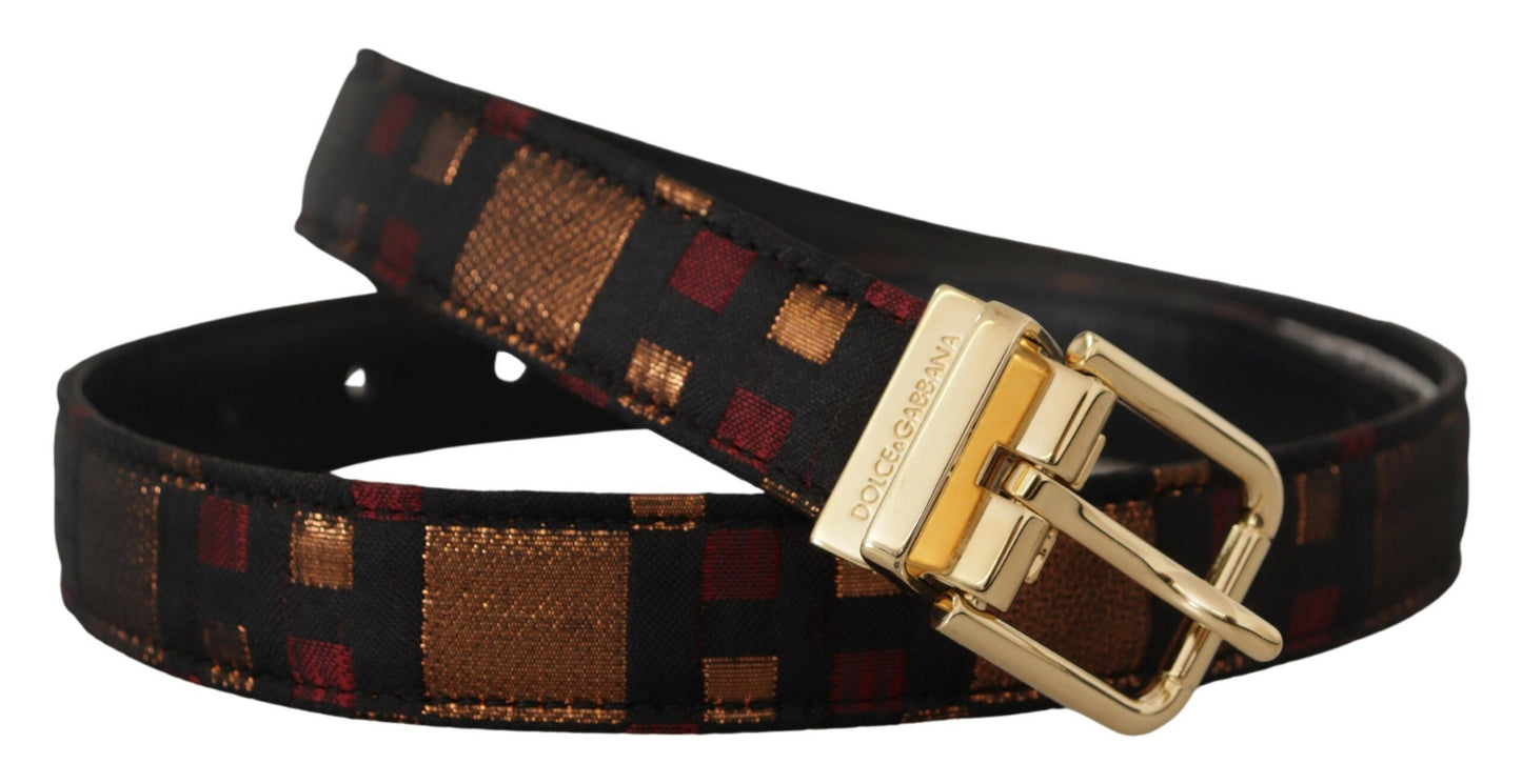 Dolce &amp; Gabbana multicolor leather belt with gold buckle