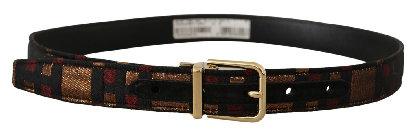 Dolce &amp; Gabbana multicolor leather belt with gold buckle