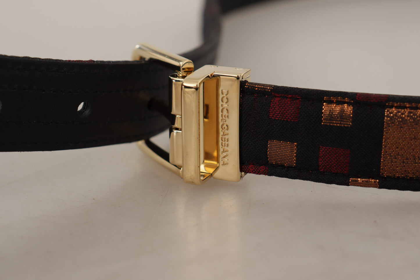 Dolce &amp; Gabbana multicolor leather belt with gold buckle