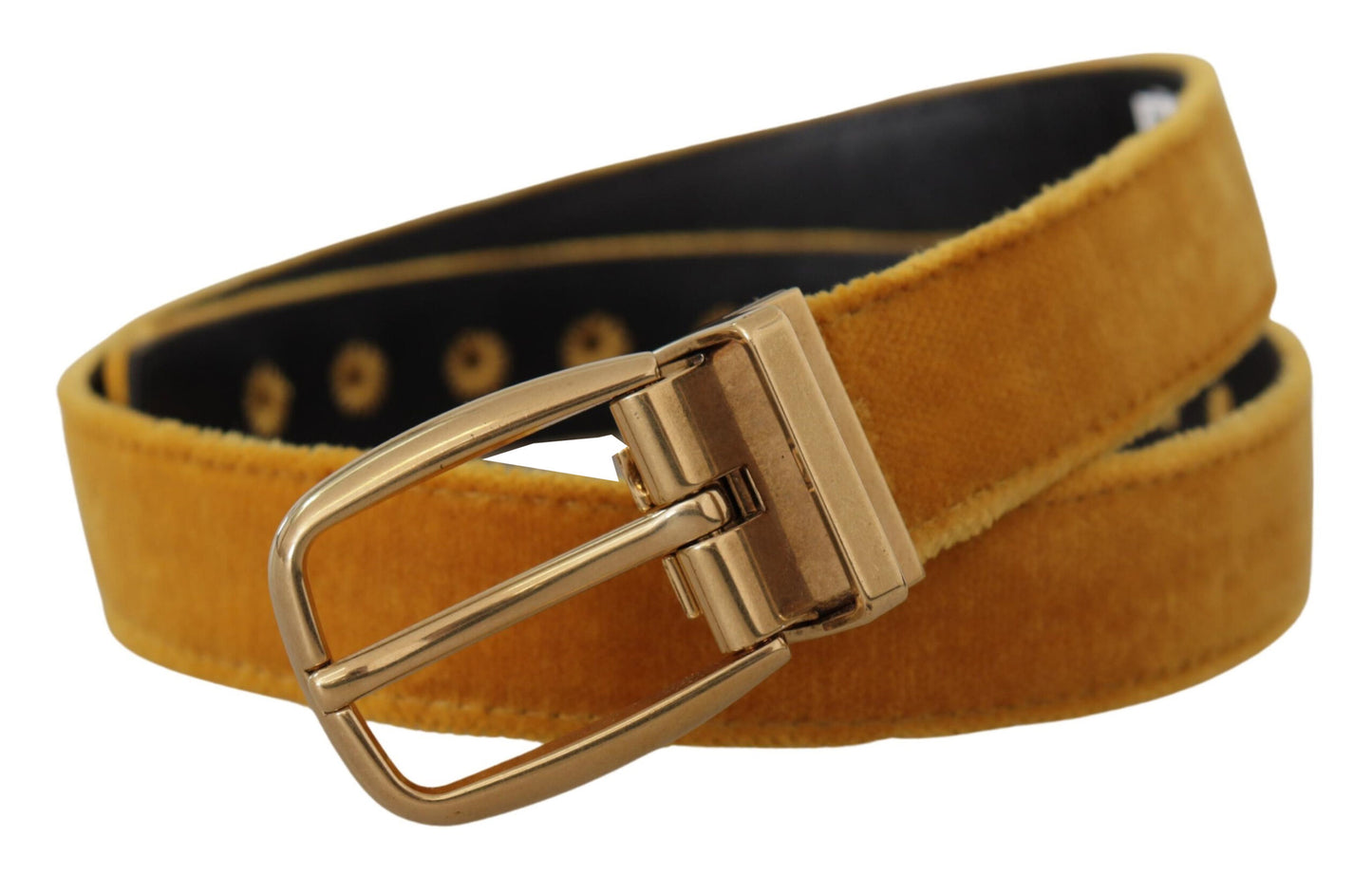 Dolce &amp; Gabbana Elegant Velvet Belt with Gold Buckle for Women