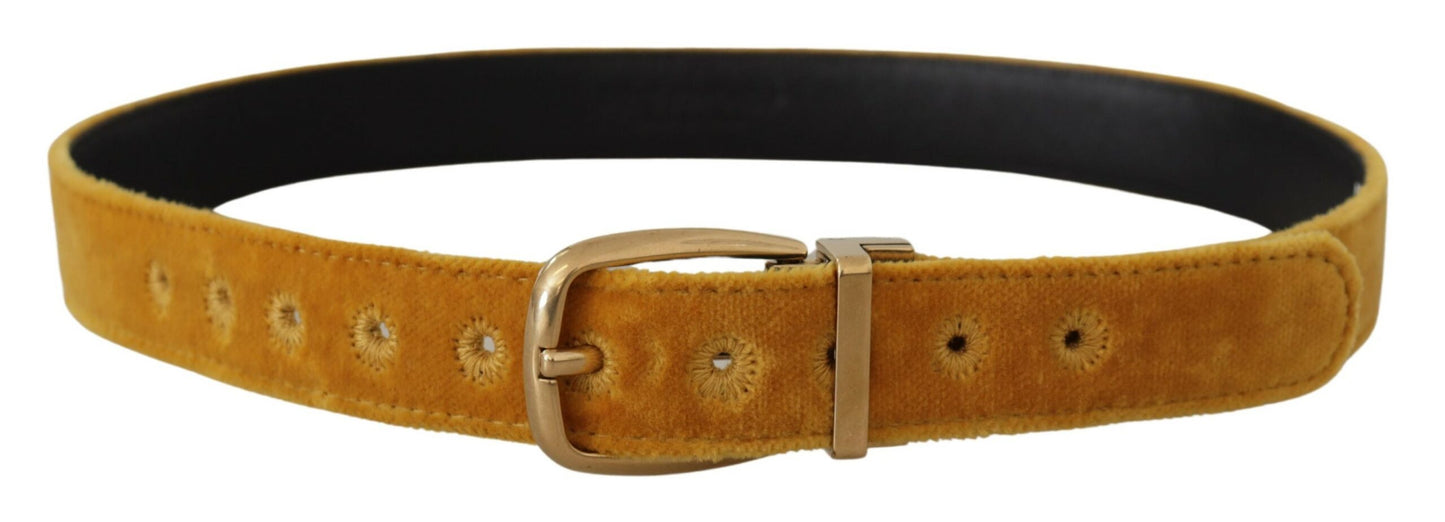 Dolce &amp; Gabbana Elegant Velvet Belt with Gold Buckle for Women