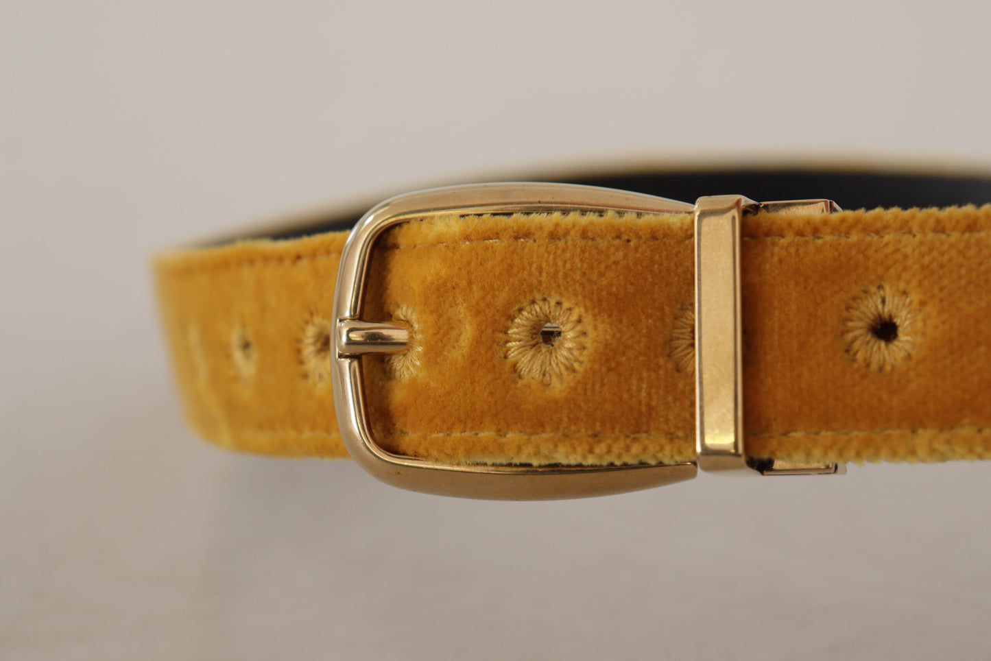 Dolce &amp; Gabbana Elegant Velvet Belt with Gold Buckle for Women