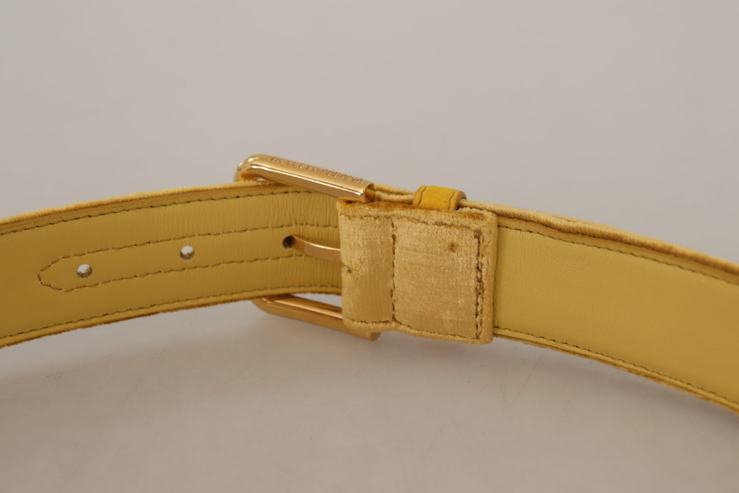 Dolce &amp; Gabbana Elegant designer belt made of velvet with gold buckle