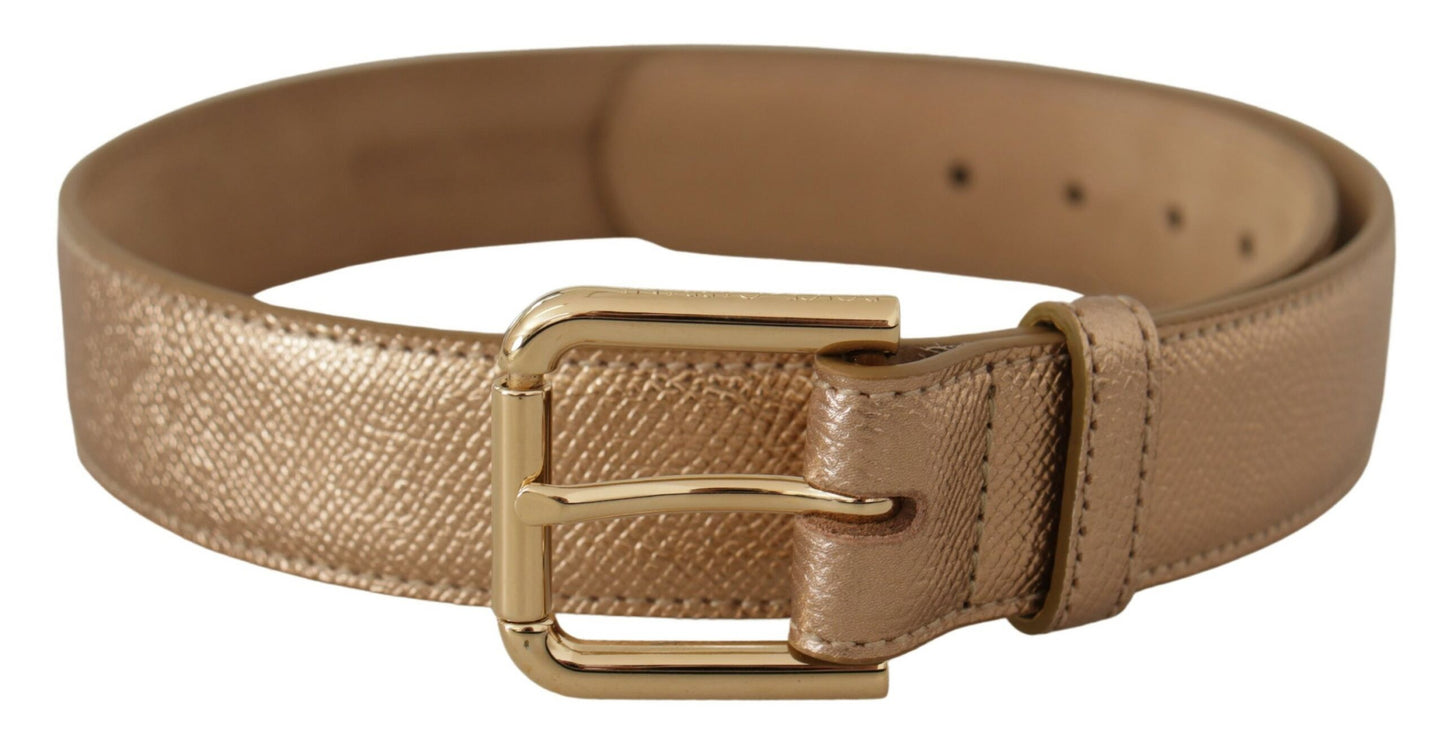 Dolce &amp; Gabbana Chic rose gold leather belt with logo buckle