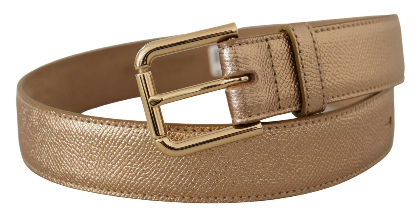 Dolce &amp; Gabbana Chic rose gold leather belt with logo buckle