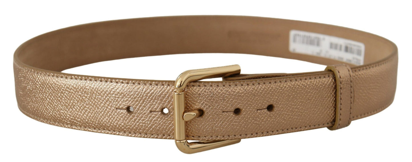 Dolce &amp; Gabbana Chic rose gold leather belt with logo buckle