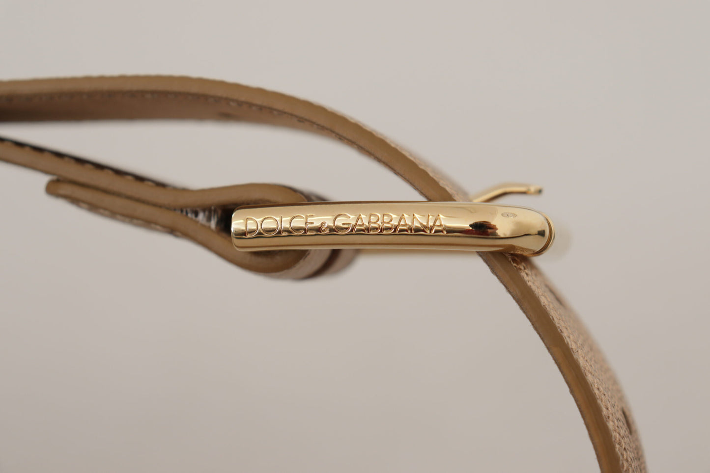 Dolce &amp; Gabbana Chic rose gold leather belt with logo buckle