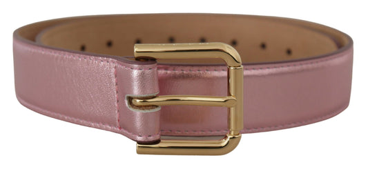 Dolce &amp; Gabbana Elegant pink metallic leather belt