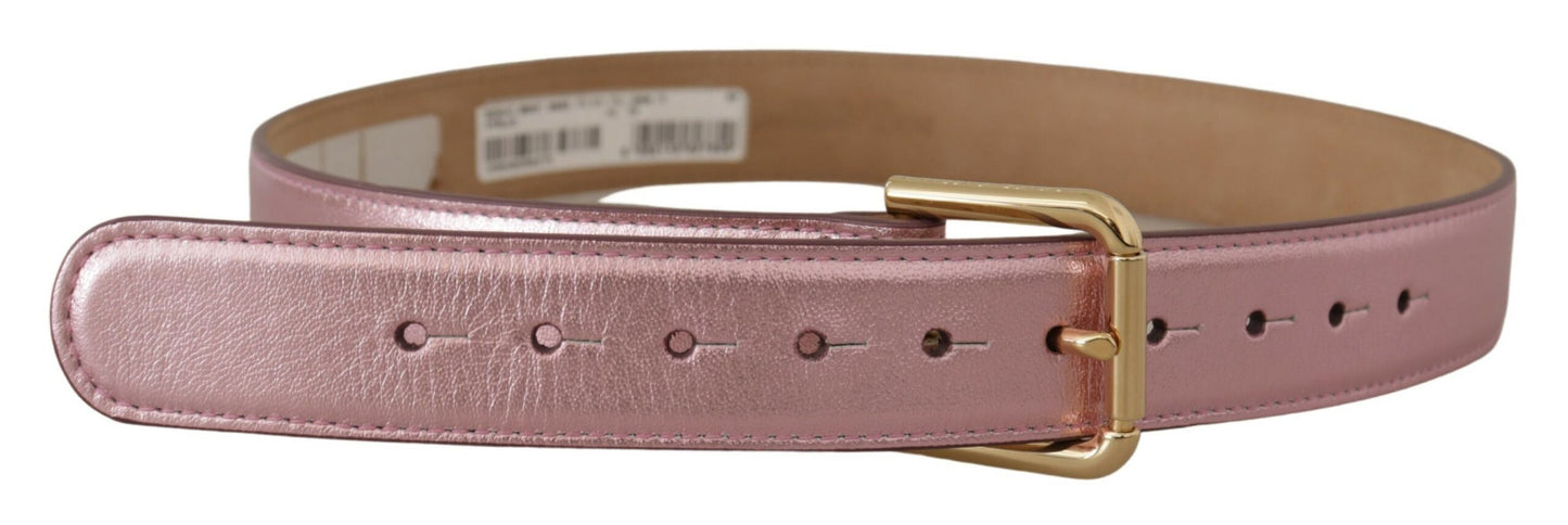 Dolce &amp; Gabbana Elegant pink metallic leather belt