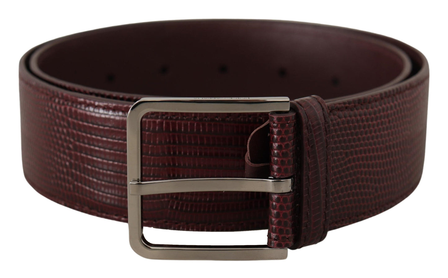 Dolce &amp; Gabbana Elegant chestnut brown leather belt with engraved buckle