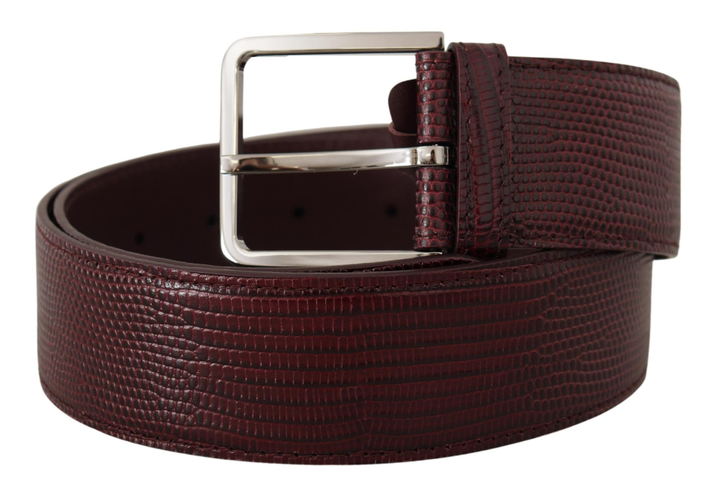 Dolce &amp; Gabbana Elegant chestnut brown leather belt with engraved buckle