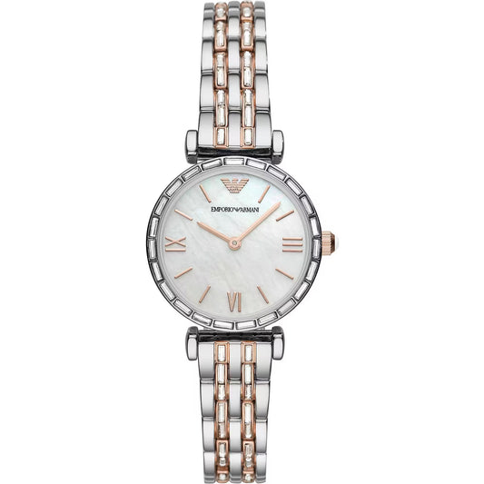 Emporio Armani Elegant ladies watch with silver dial made of stainless steel