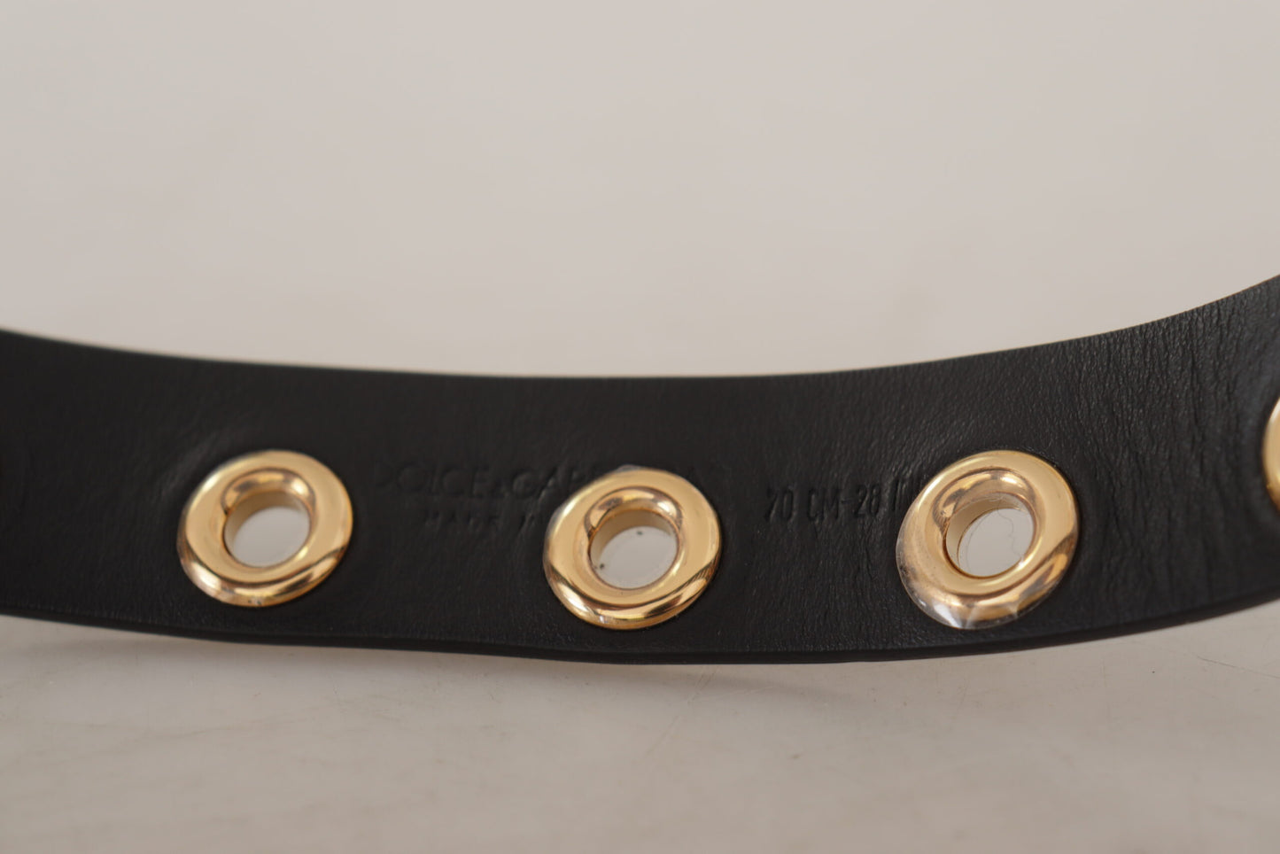 Dolce &amp; Gabbana Chic black leather belt with engraved buckle