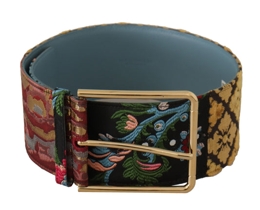 Dolce &amp; Gabbana Multicolor Canvas Leather Statement Belt