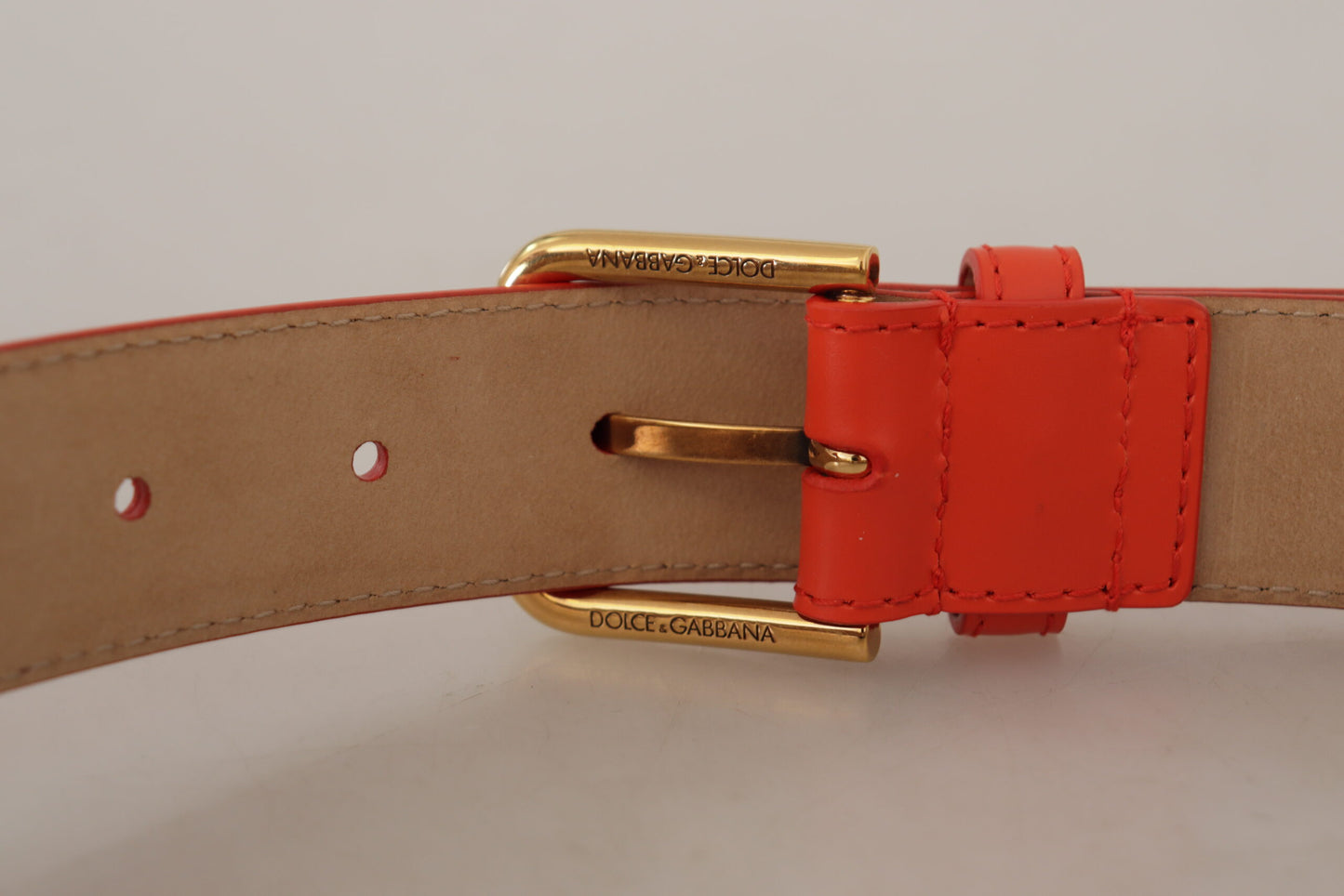 Dolce &amp; Gabbana Chic orange leather belt with headphone pocket