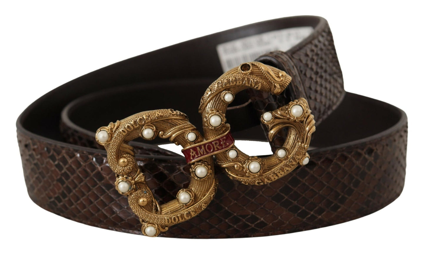 Dolce &amp; Gabbana Elegant Snakeskin Leather Belt