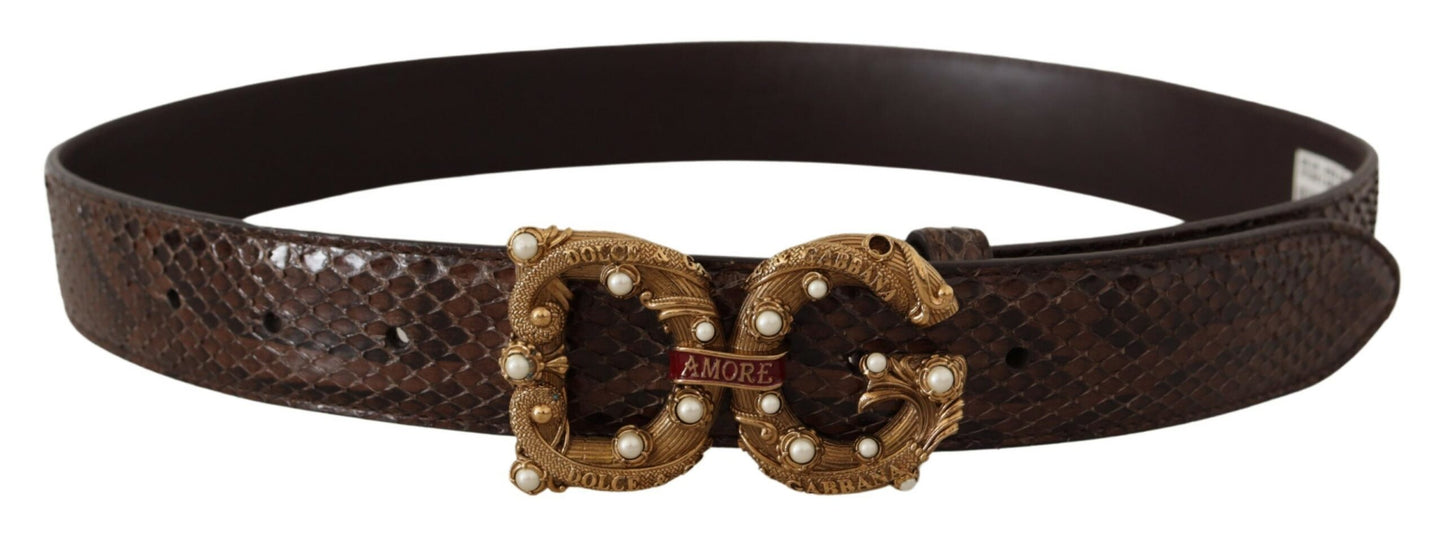 Dolce &amp; Gabbana Elegant Snakeskin Leather Belt