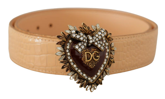 Dolce &amp; Gabbana Charming nude leather belt with engraved buckle