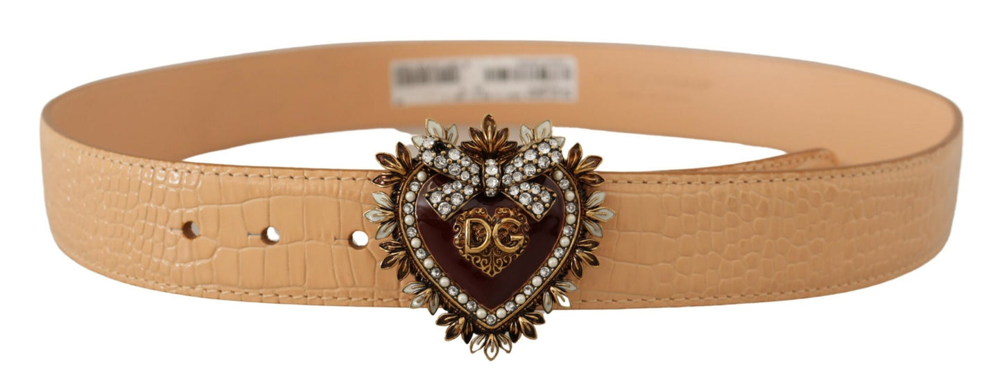 Dolce &amp; Gabbana Charming nude leather belt with engraved buckle