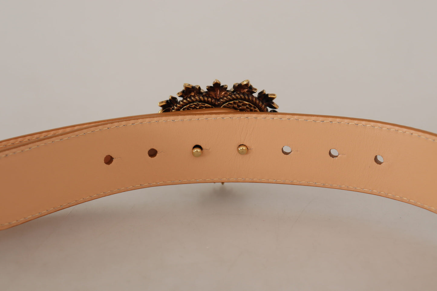 Dolce &amp; Gabbana Charming nude leather belt with engraved buckle