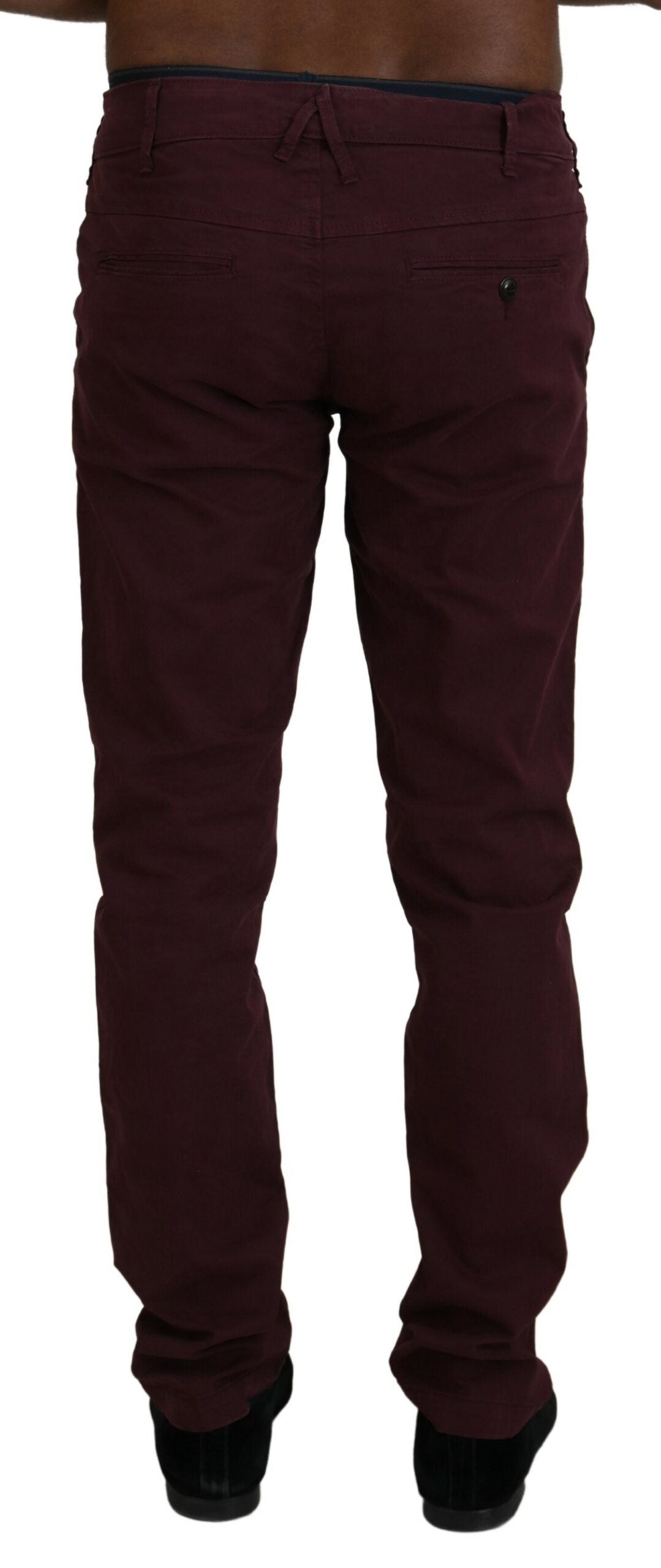 CYCLE Maroon Cotton Skinny Fit Trousers