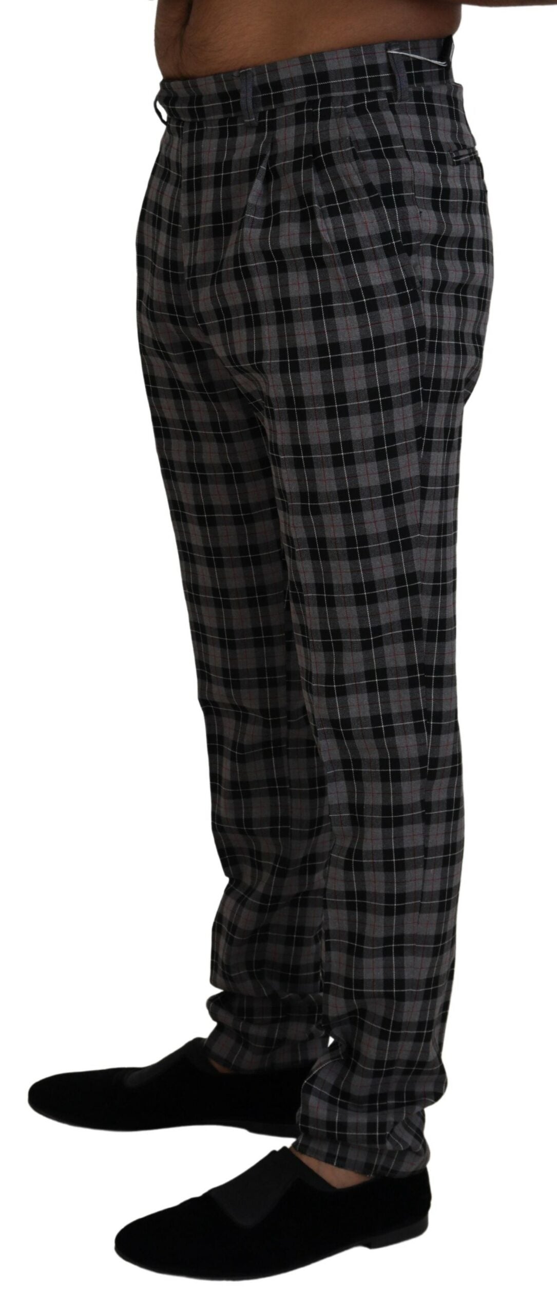 BENCIVENGA Elegant gray checked men's chinos