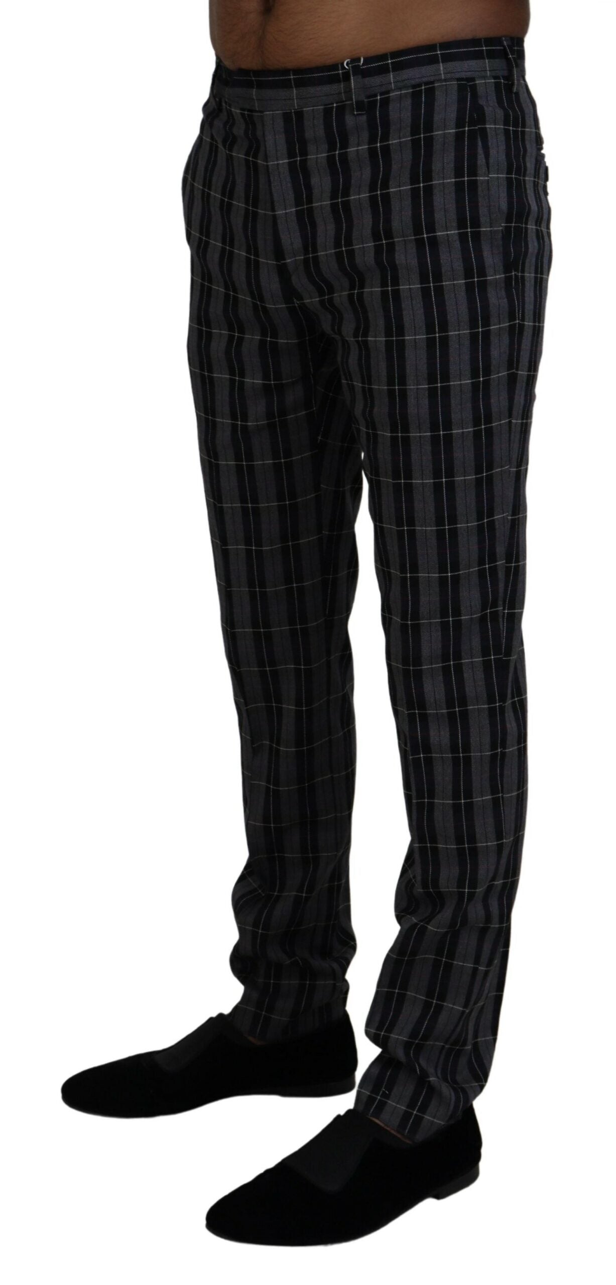 BENCIVENGA Elegant chino trousers made of wool, grey checked