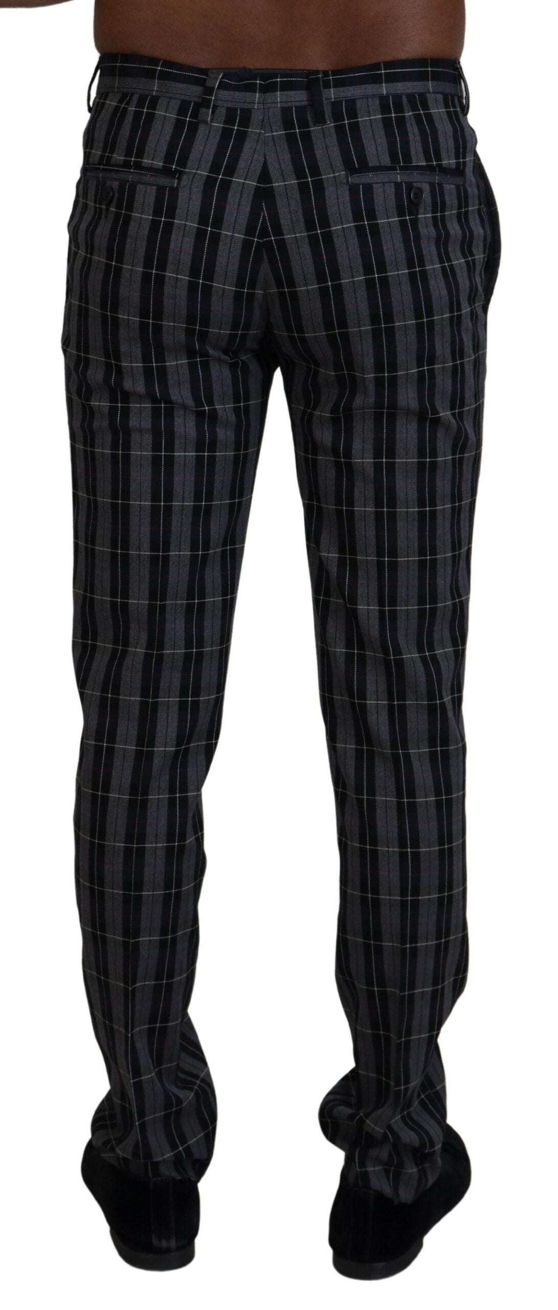 BENCIVENGA Elegant chino trousers made of wool, grey checked