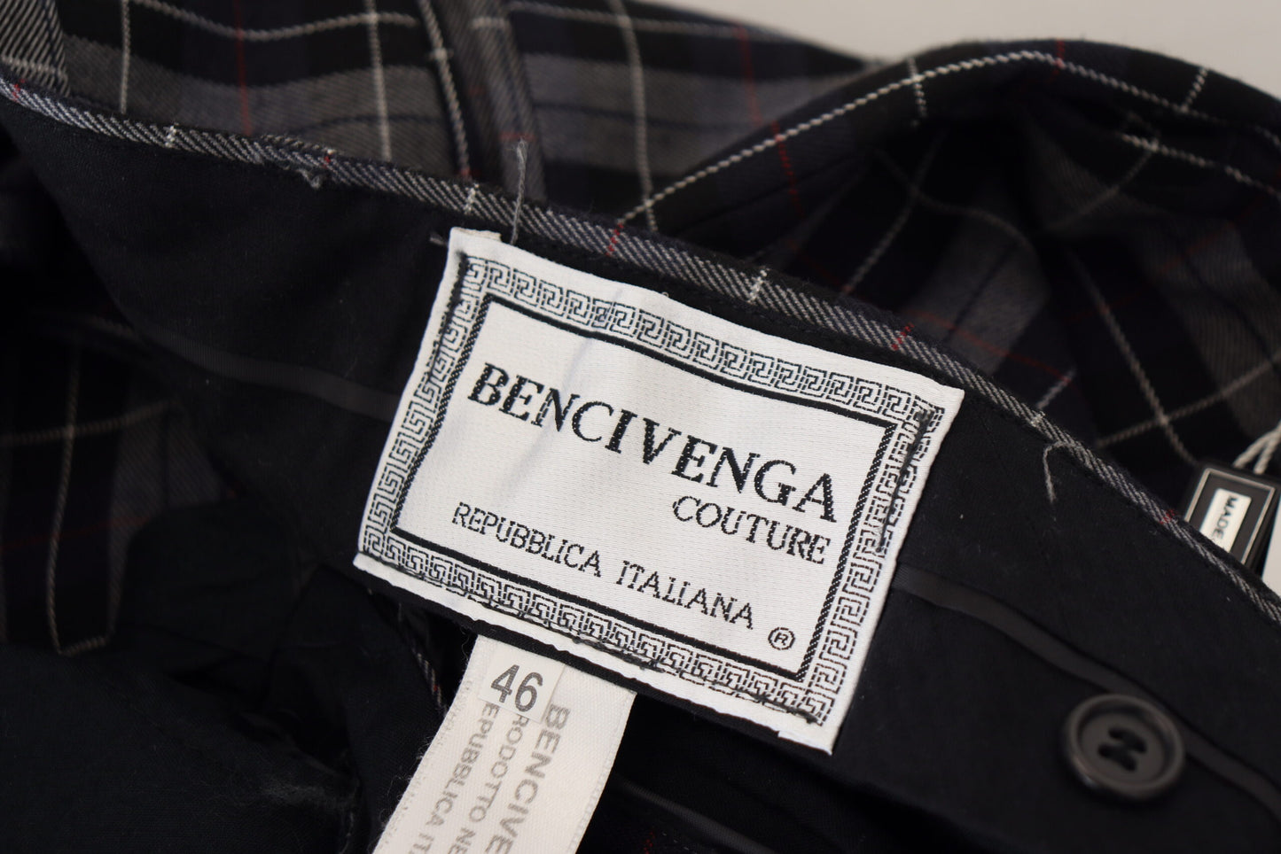 BENCIVENGA Elegant chino trousers made of wool, grey checked