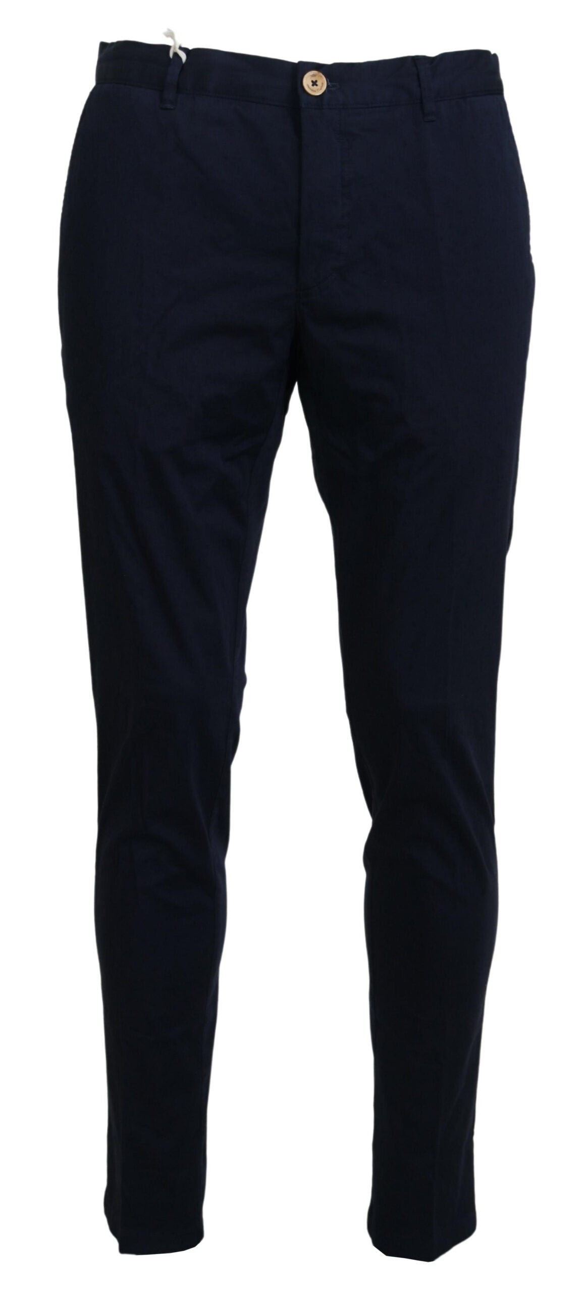 Domenico Tagliente Elegant dark blue slim chino trousers