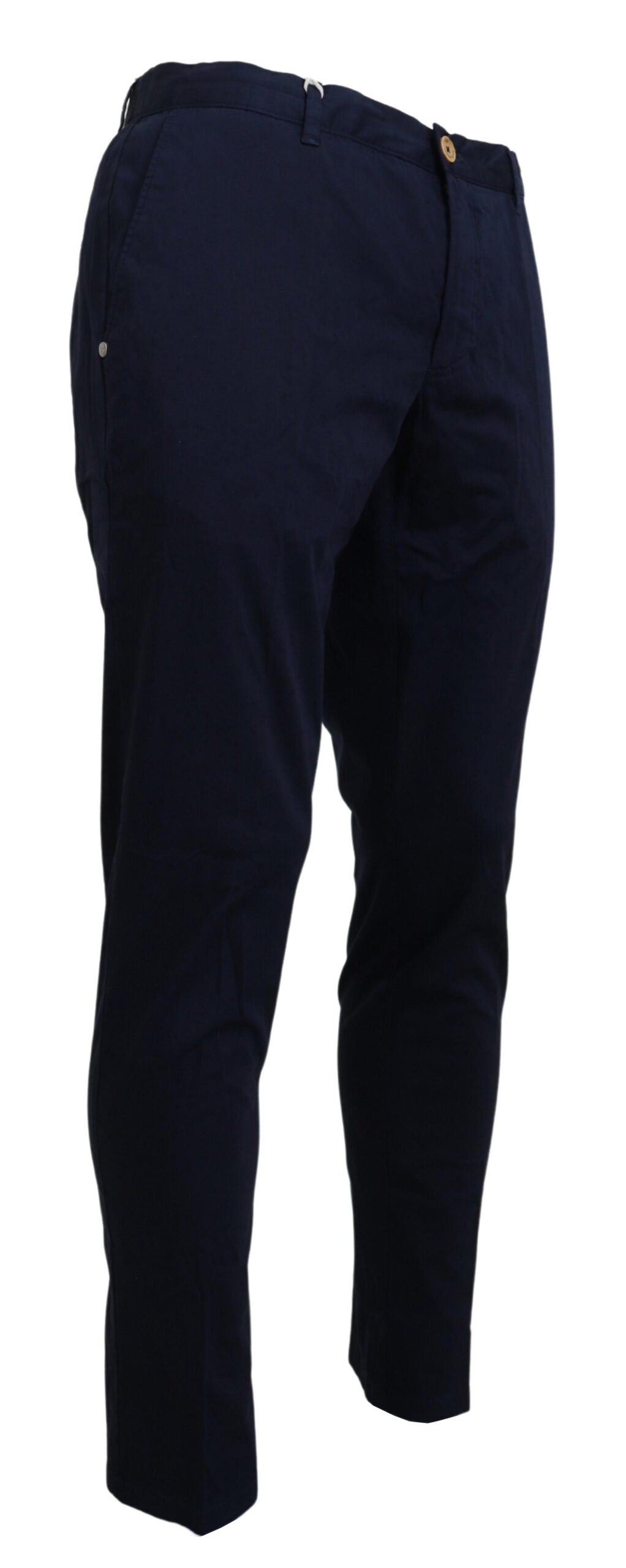 Domenico Tagliente Elegant dark blue slim chino trousers