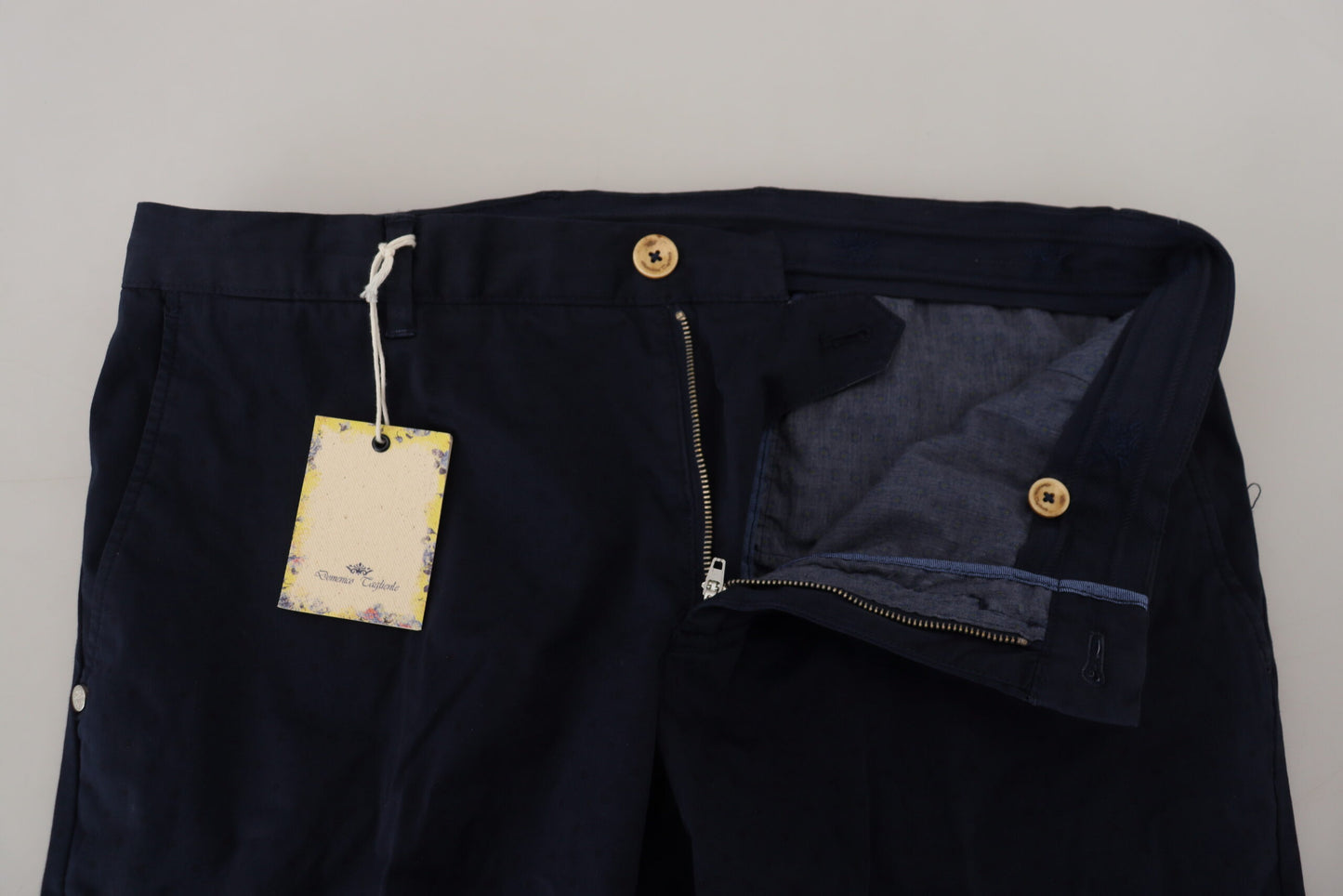 Domenico Tagliente Elegant dark blue slim chino trousers