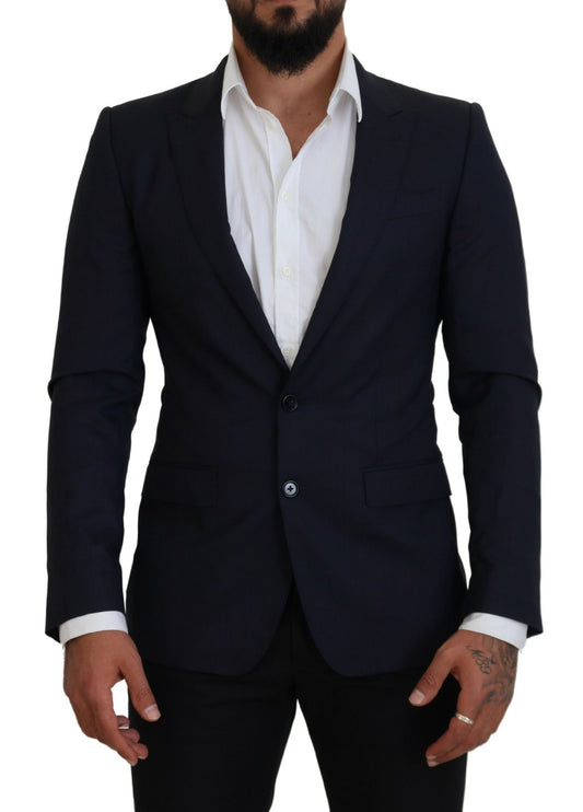 Dolce &amp; Gabbana Elegant blazer jacket in blue wool and silk