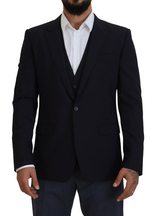 Dolce &amp; Gabbana Elegant navy blue wool blend martini blazer