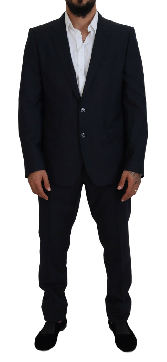 Dolce &amp; Gabbana Elegant Blue Martini Suit in a Wool-Silk Blend