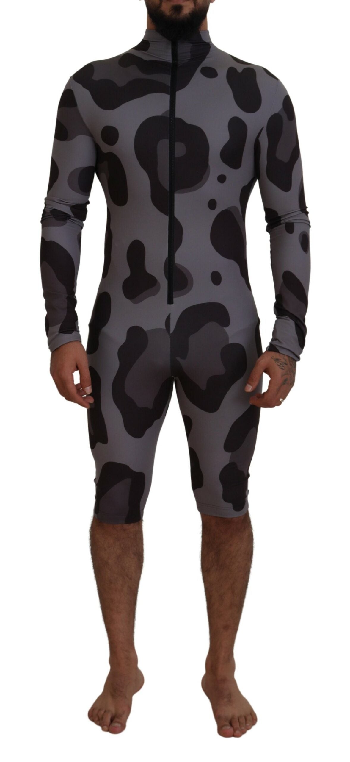 Dolce &amp; Gabbana Elite Grey Patterned Men's Wetsuit Swimwear