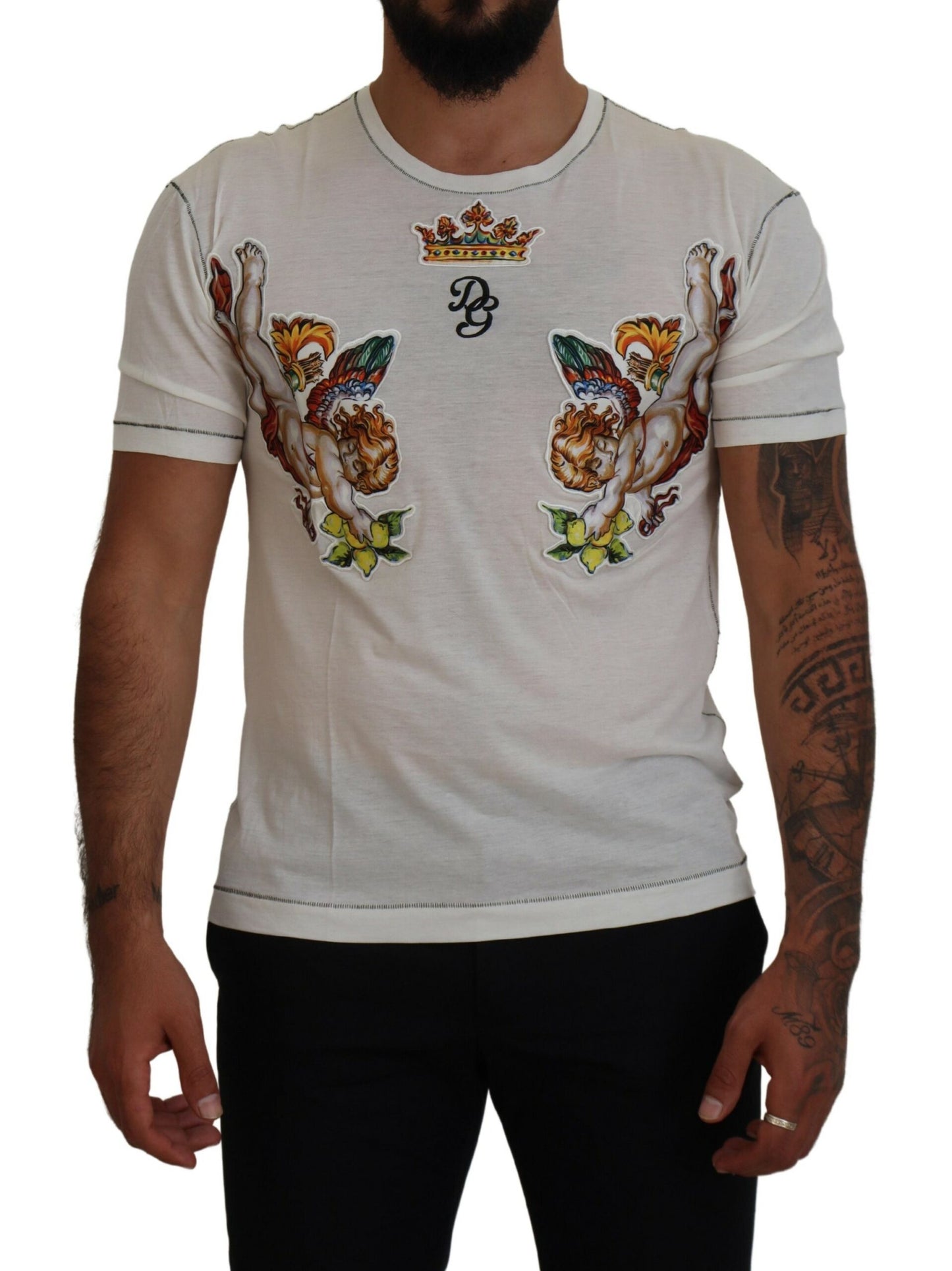 Dolce & Gabbana Elegantes weißes Tee aus Baumwoll-Seiden-Mischung