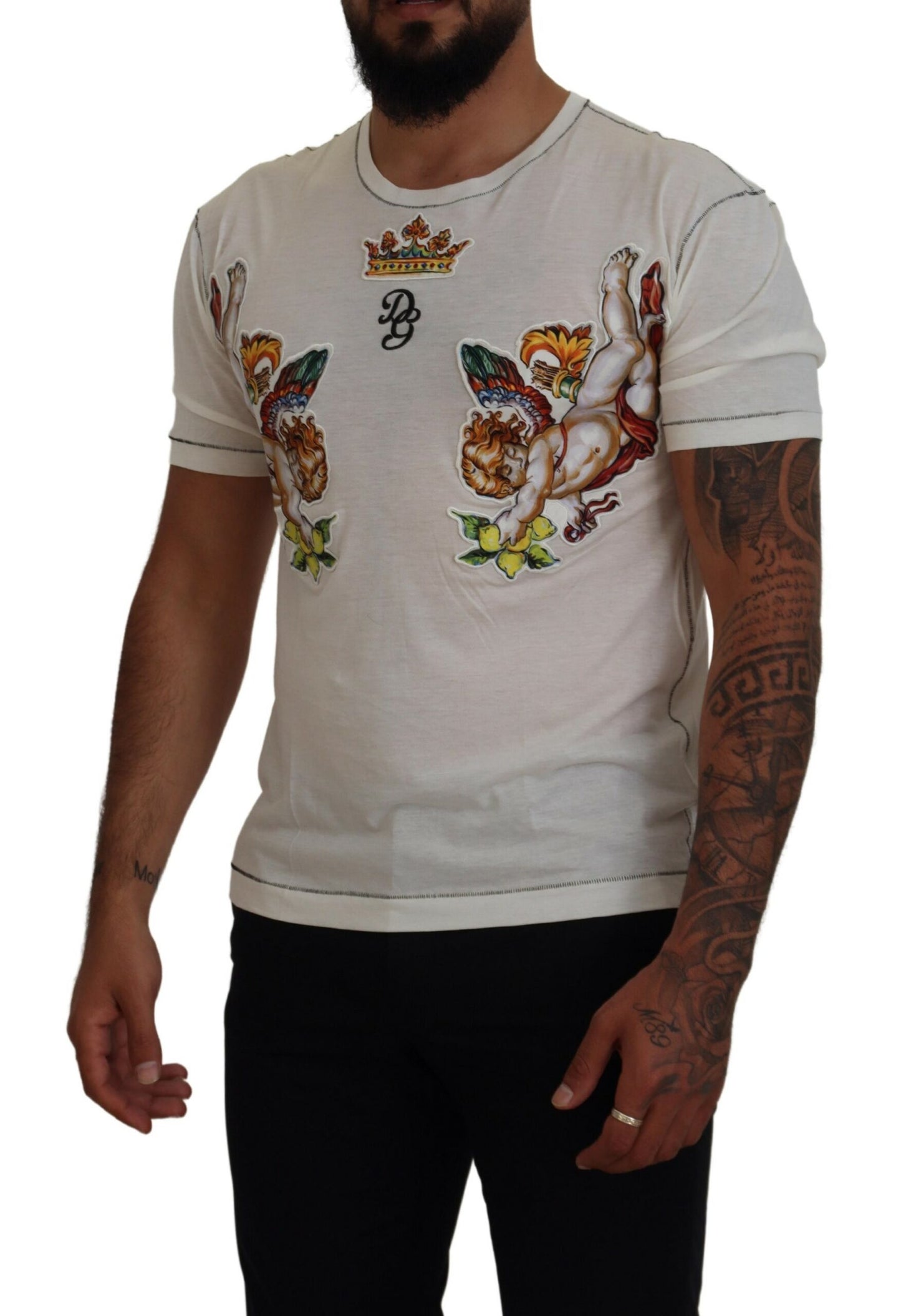 Dolce & Gabbana Elegantes weißes Tee aus Baumwoll-Seiden-Mischung