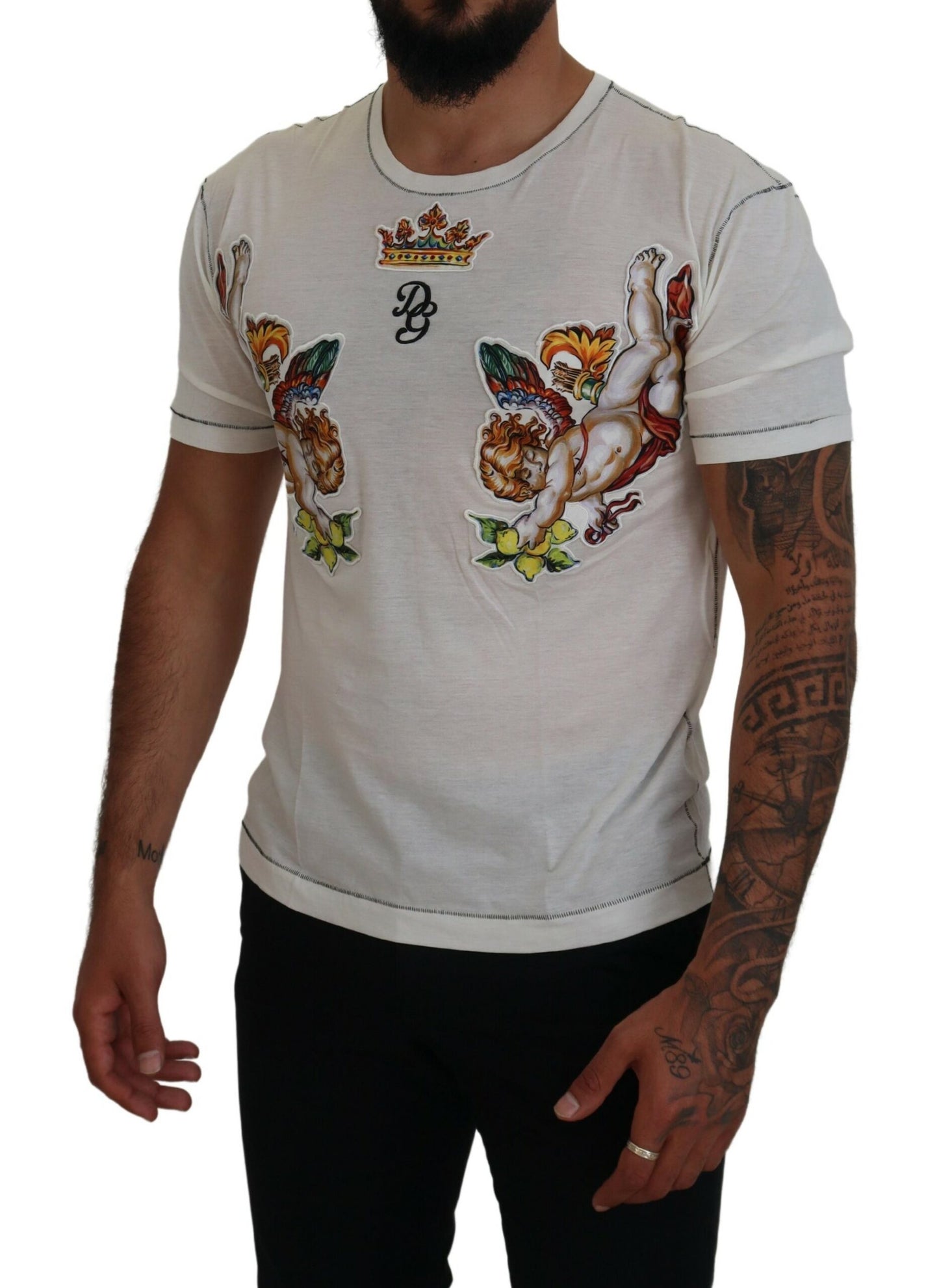 Dolce & Gabbana Elegantes weißes Tee aus Baumwoll-Seiden-Mischung