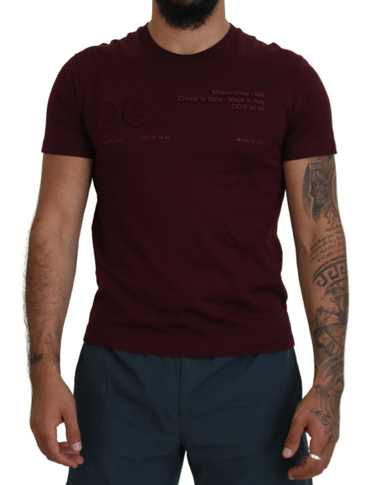 Dolce &amp; Gabbana Elegant Maroon Crew Neck T-Shirt